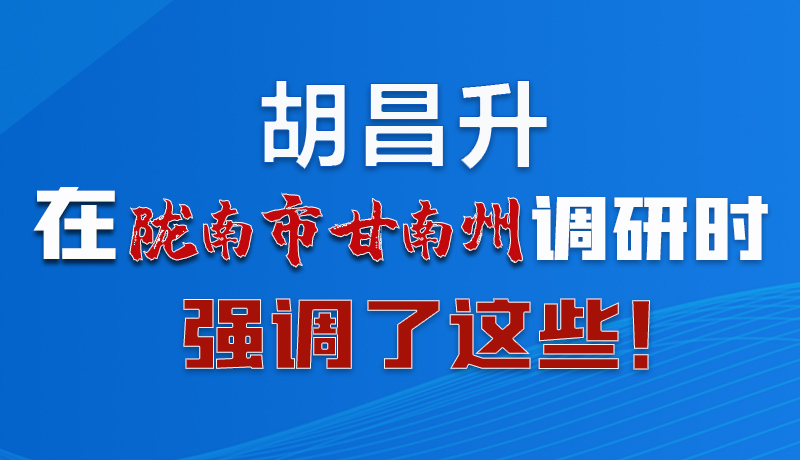 圖解|胡昌升在隴南市甘南州調(diào)研時強調(diào)了這些！
