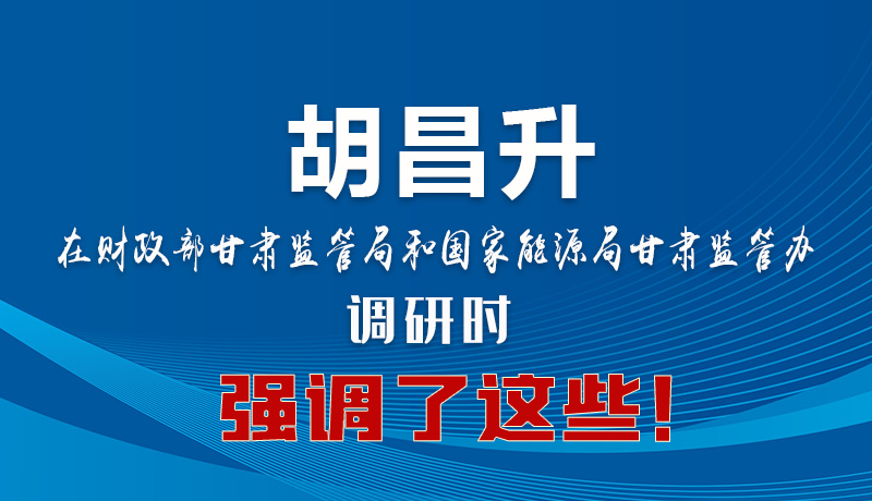 圖解|胡昌升在財政部甘肅監(jiān)管局和國家能源局甘肅監(jiān)管辦調(diào)研時強調(diào)了這些！